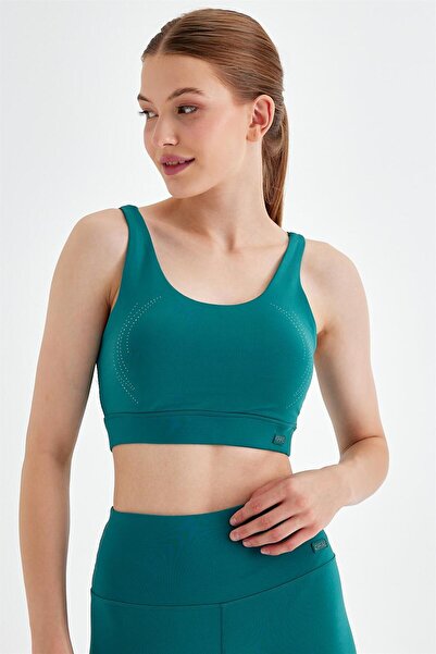 GRAB Women's Petrol Laser Cut Sports Bra