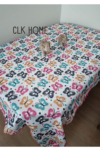 CLK Home قماش أدوات مائدة منسوج يدويًا من الدانتيل مقاس 150 × 150 سم / مفرش ط...