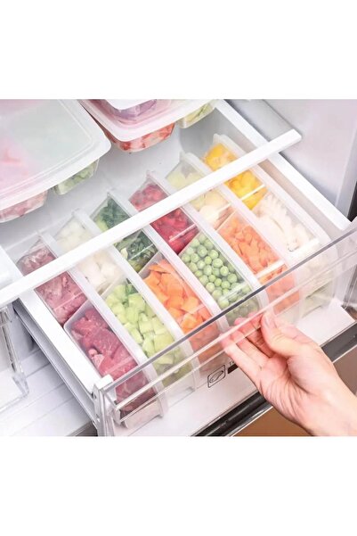 Bayev 400 ml 8 Pieces Frozen Meat and Vegetable Storage Container - Minced Meat Chicken Icebox Organizer