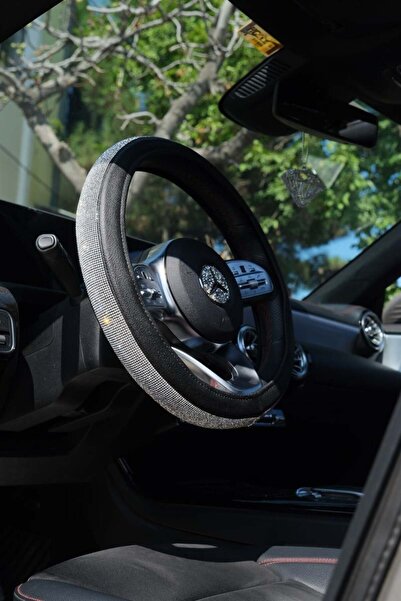 dizaynpark Gümüş Taşlı Araba Direksiyon Kılıfı