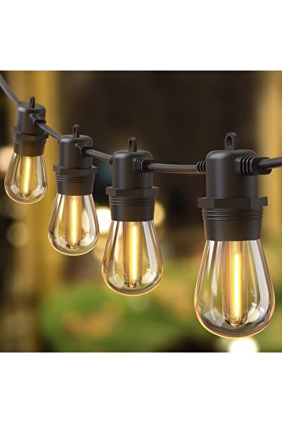 MENFRY Dış Mekan 10 Ampul ve Duyulu Kancalı Bağlanabilir Bahçe Teras Balkon Aydınlatma IP65 Işık Zinciri