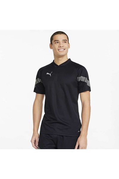 Puma Tricou negru cu decolteu în V pentru bărbați