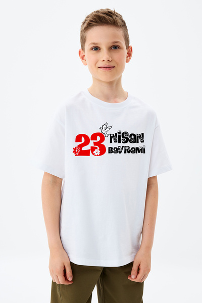 ADABEBEK Μπλουζάκι για αγόρι με τυπωμένο κείμενο για την ημέρα της 23ης Απριλίου