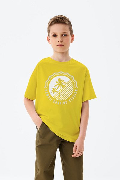 ADABEBEK Hawaiian Surfing Session Written Palm Printed Boys' T-Shirt