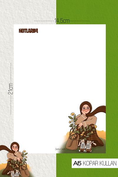 SelisCraft Hijab Girl Plain Notepad 05 Planificator zilnic, caiet, listă de activități, blocnotes, agendă