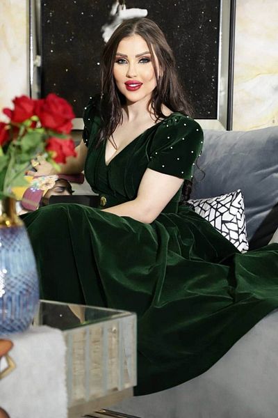 Gold Dresses BEAUTY LADY MIDI VELVET EVENING DRESS GDS241132