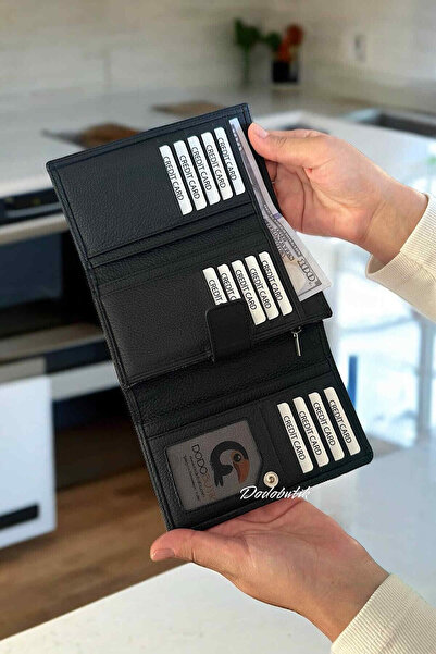 Dodo4men Γυναικείο πορτοφόλι μαύρο από γνήσιο δέρμα