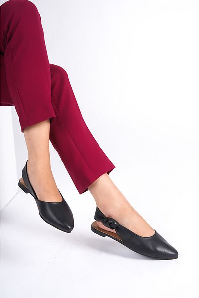 Deripabuc Genuine Leather Black Women's Leather Ballerinas Dp58-5055