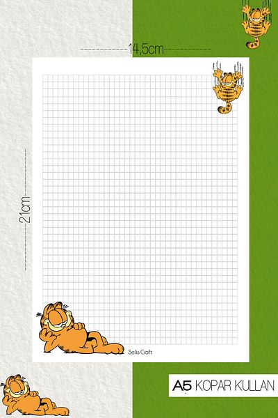 SelisCraft Garfield Checkered Notepad 01 Daily Planner, Σημειωματάριο, Λίστα εκκρεμοτήτων, Σημειωματάριο, Ατζέντα