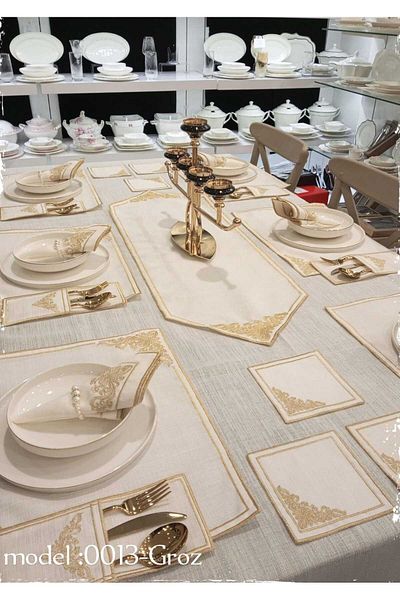 HİFA Set lenjerie American Service Runner pentru 6 persoane (25 piese) (model Groz)