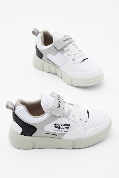 Tonny Black Dětské unisex bílé černé boty pohodlného střihu na suchý zip