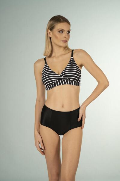 Estiva Σετ μπικίνι με ψηλόμεσο σχέδιο διπλό πέτο - Ασπρόμαυρο