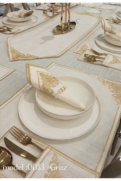 HİFA Set lenjerie American Service Runner pentru 6 persoane (25 piese) (model Groz)
