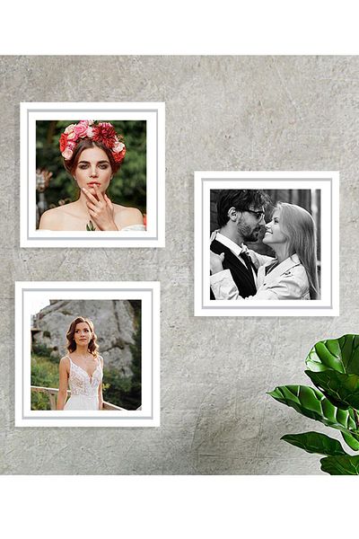 Senden Hediye 20x20 Cm White Square Frame - 3 Pieces