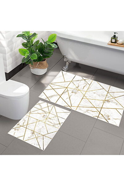 VİVİCAHOME Dijital Baskılı Kaymaz Taban 2li Banyo Paspas Seti 40 x 60 - 60 x ...