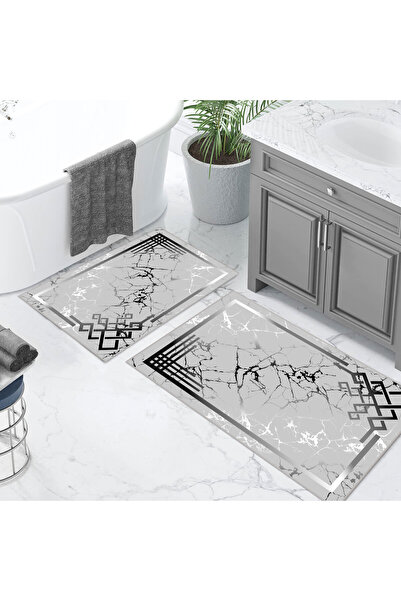 Genel Markalar Dijital Baskılı Kaymaz Taban 2li Banyo Paspas Seti 40 x 60 - 6...