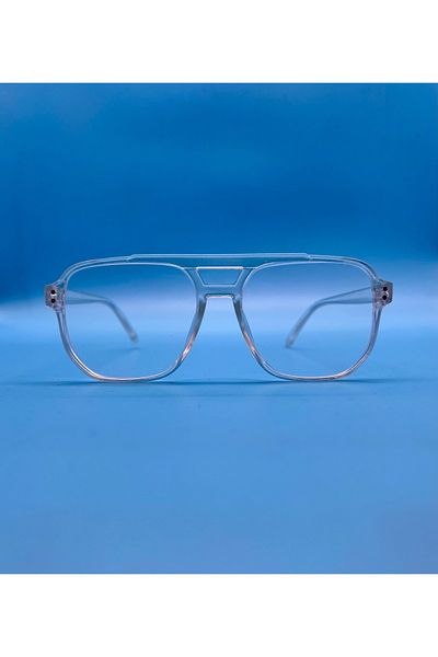 Block Blue Blue Light Protection, Pilot Model Transparent Bone, Numberless Glasses