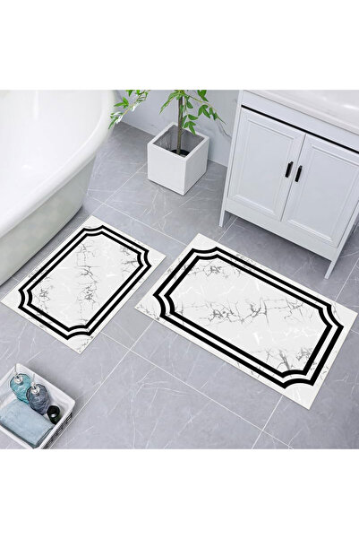 VİVİCA Dijital Baskılı Kaymaz Taban 2li Banyo Paspas Seti 40 x 60 - 60 x 100 VVC