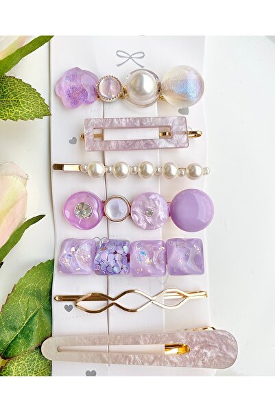 SHEKER HOME Yeni Trend Moda Incili 7 Li Büyük Klips Pens Toka Seti