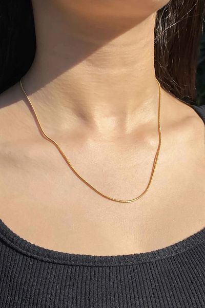 The Collection Unisex Stainless Steel Gold Chain Thin Italian Necklace 60cm