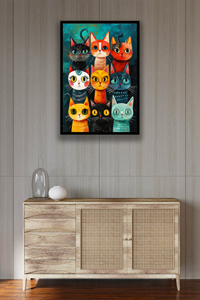 Nod Pictură elegantă de pisici din lemn - Model de ilustrație pentru decorare...