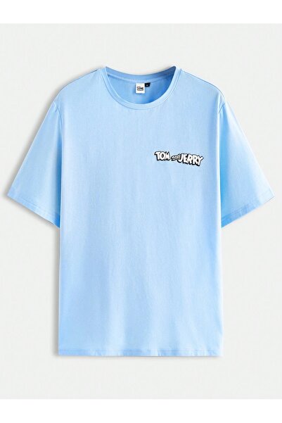 over head oh Μπλουζάκι Unisex Baby Blue Tom And Jerry με τύπωμα Oversize