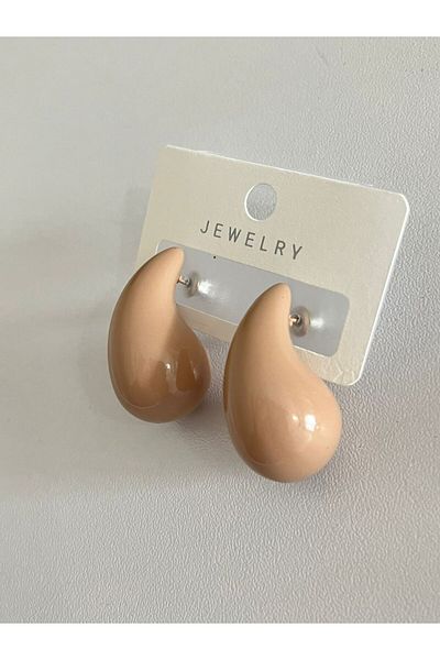 Rachel Beige Drop Model Earrings-3 cm
