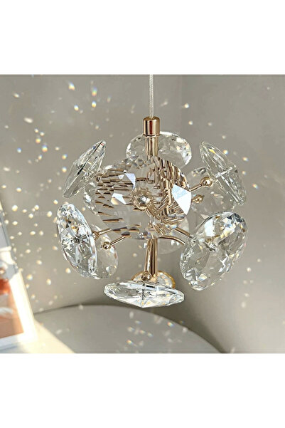 burenze Luxury Exclusive Modern Crystal Led Avize Kristal Taşlı Tekli Sarkıt Avize Gold Sarı Kademeli 3 Renk