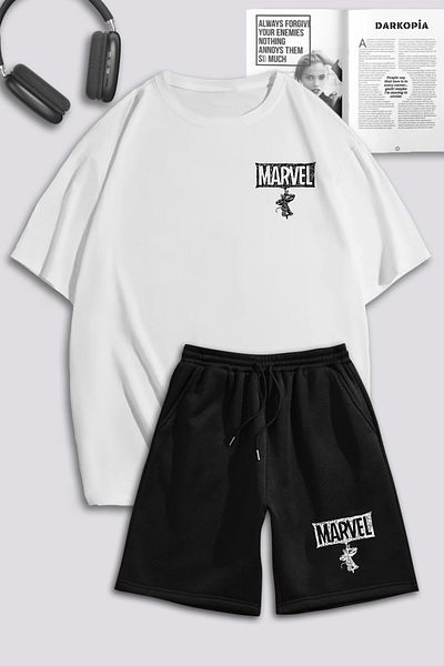 macklin Unisex Γυναικείες άντρες Marvel Spiderman Σετ μπλουζάκι και σορτς με στάμπα μεγάλου μεγέθους