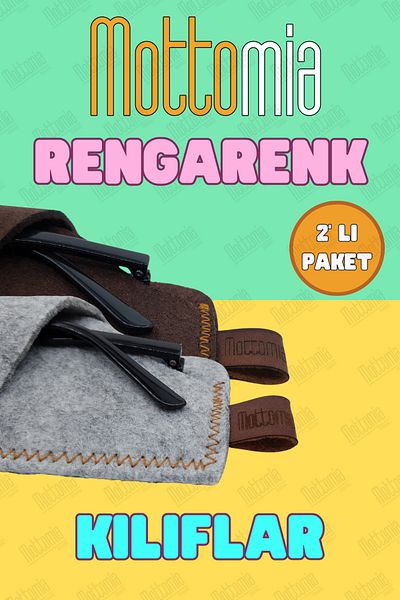 mottomia Double 2 Colors Dark Brown and Light Gray Felt 100% Handmade Sun and Reading Glasses Case