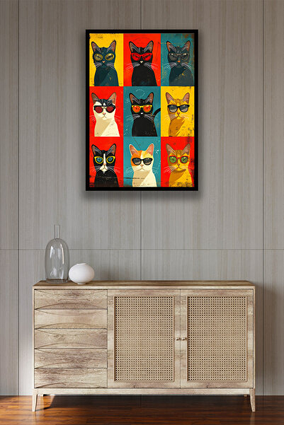 Nod Pictură elegantă de pisici din lemn - Model de ilustrație pentru decorare...