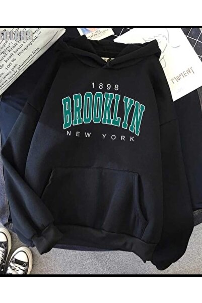 PERISENSE سويت شيرت بغطاء للرأس مطبوع عليه بروكلين 1898 للنساء والرجال للجنسين