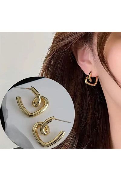 Rachel Gold Spiral Heart Earrings, Special Series-2 cm