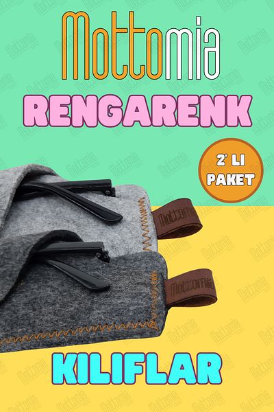 mottomia Double 2 Colors Light Gray and Dark Gray Felt 100% Handmade Sun and Reading Glasses Case