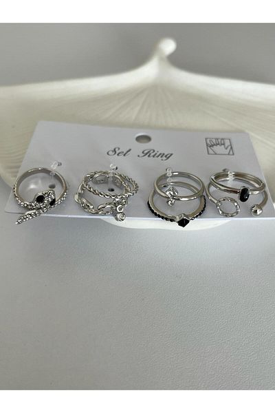 Rachel Silver 7-Piece Ring Set-Standard Size
