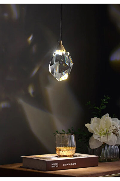 burenze Modern Luxury Kristalize Cam Tekli Sarkıt Led Avize Gold Sarı