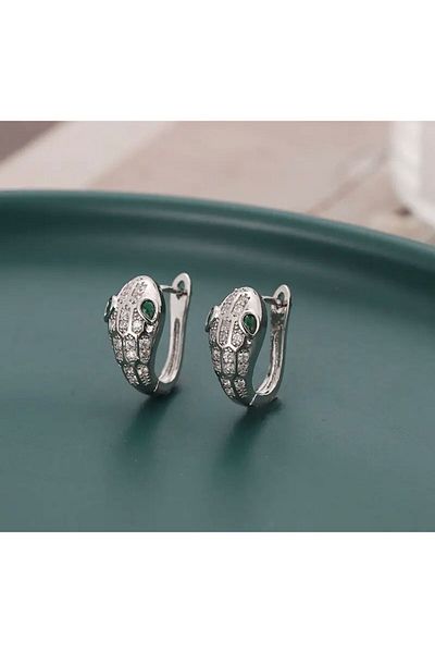 Rachel Silver Zircon Cubic Zirconia Snake Earrings, Special Series-2 cm