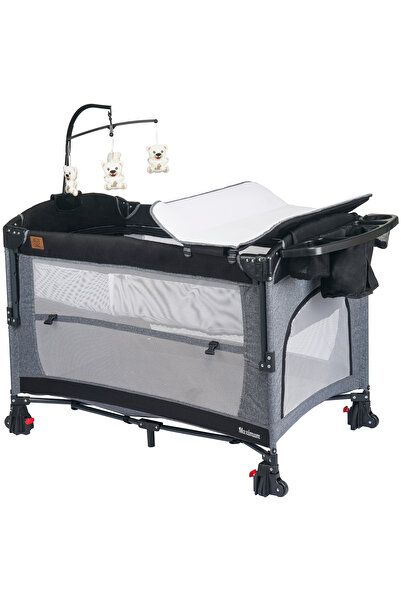 Mamma Maximum Anne Yanı Organizerli Dönenceli Cibinlikli Park Yatak Beşik 70 ...