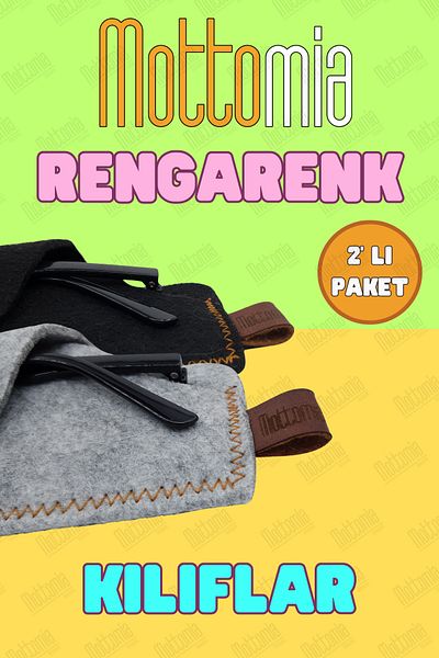 mottomia Two Pieces of 2 Colors Black and Light Gray Felt 100% Handmade Sun and Reading Glasses Case