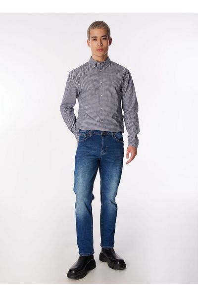Lee Cooper بنطال جينز رجالي بقصة ضيقة بخصر عادي 242 LCM121025 جاكير إليري بلو م
