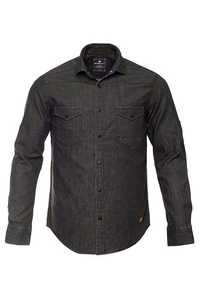 marufshop Men's Large Size 118-191 Long Sleeve Denim Shirt Suitable for Weight Interval Anthracite