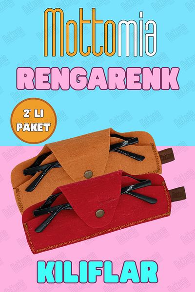 mottomia Double Color Red and Orange Felt 100% Handmade Sun and Reading Glasses Case