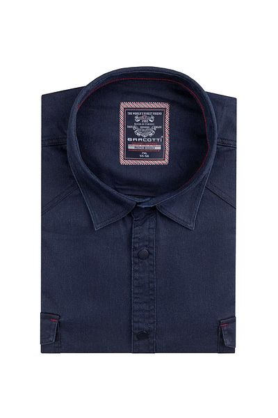 marufshop Мъжка дънкова риза с дълъг ръкав, големи размери, тъмносиня, подходяща за 118-191 килограма