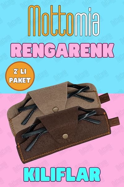 mottomia Double Color Brown and Tan Felt 100% Handmade Sun and Reading Glasses Case