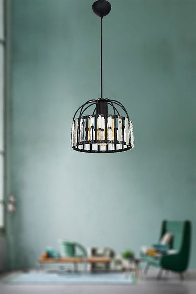 VENON Titania Single Black Crystal Coffin - Chandelier with Stone Detail