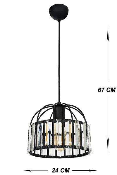 VENON Titania Single Black Crystal Coffin - Chandelier with Stone Detail
