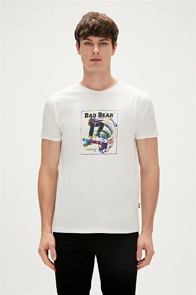 Bad Bear One Way T-shirt Off-white White Printed Men's T-shirt