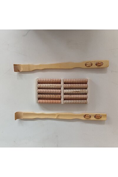 hagiki HAGİKİ ( 3LÜ SET) 2 ADET AHŞAP SIRT KAŞIYICI VE 10 TEKERLEKLI AYAK ALT...