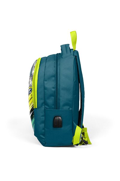 Coral High Rucsac școlar USB cu trei compartimente pentru copii Nefti evidențiind mașină galbenă cu model 24319