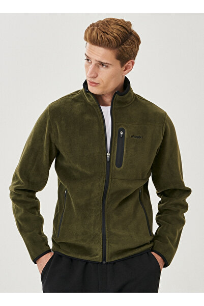 WRANGLER Fermuarlı Regular Fit Düz Haki Erkek Şardonlu Polar Sweatshirt W2129...